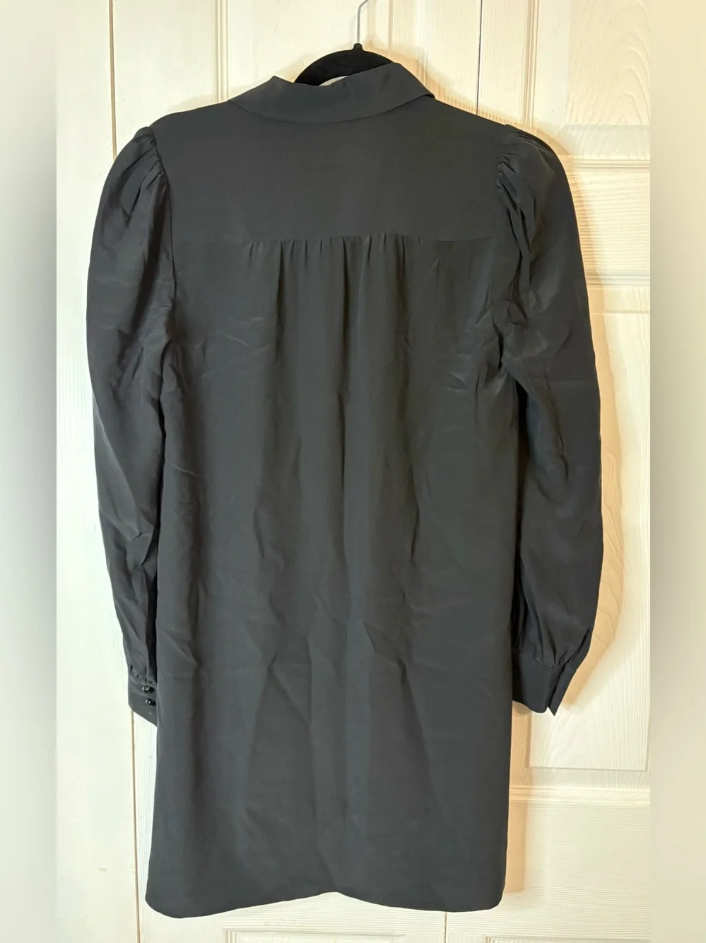 Kate Spade Black Silk Mini Shirt Dress Size 4 Minimalist Classic Quiet Luxury